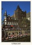 601974 Gezicht op het stadskasteel Oudaen (Oudegracht 99) te Utrecht met links het café-restaurant King Arthur ...